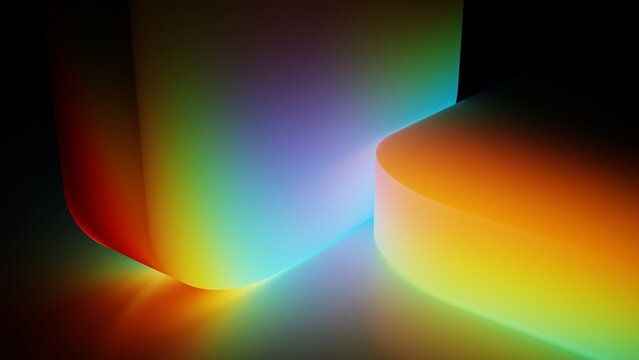 RGB gradient geometric background with crossing forms and light