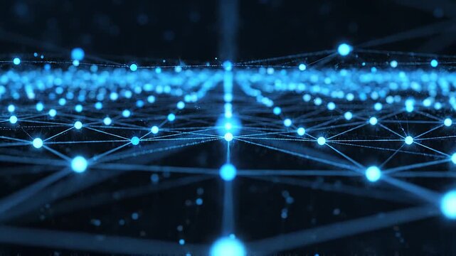 Abstract Animation of Glowing Blue Lines Flowing Technology Motion Background
