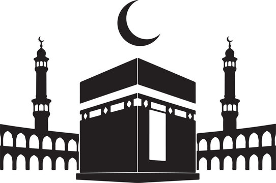 Kaaba and Mosque Silhouette Islamic Vector Design