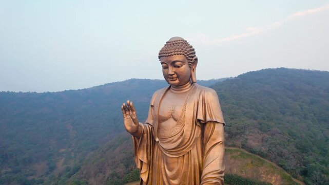 Giant Bronze Buddha Statue at Lingshan Grand Buddha in Wuxi China in Lingshan Grand Buddha, Wuxi, China