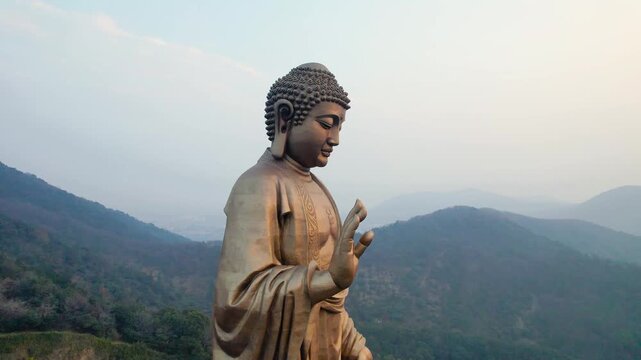 Giant Bronze Buddha Statue at Lingshan Grand Buddha in Wuxi China in Lingshan Grand Buddha, Wuxi, China