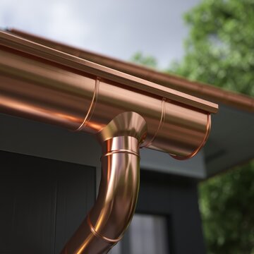 Modern Copper Gutter System on a House Exterior