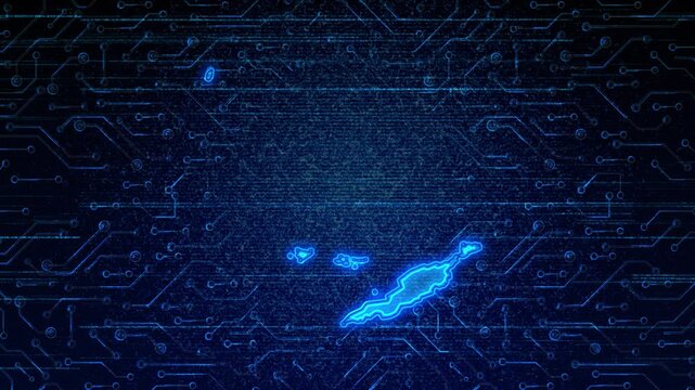 4K Resolution, Anguilla Country Digital Electric Futuristic Technology Map, Suitable for Tech events, Science, Politics, Elections, News and Sports Events