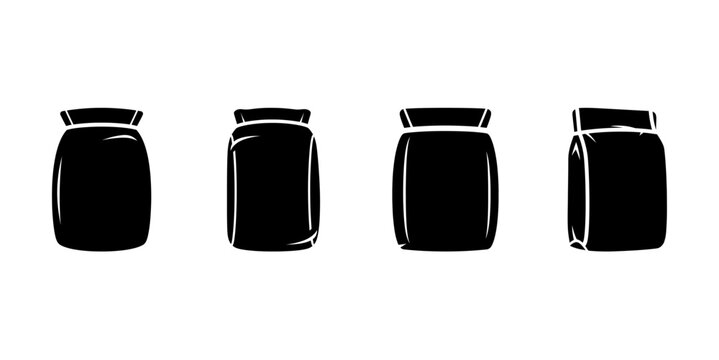 Jar Container Silhouette Icon Set Vector Illustration