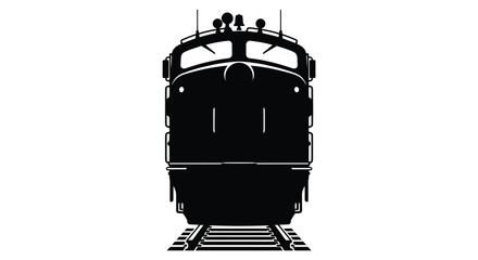 Silhouette of a vintage train engine on railroad tracks © Arfan24