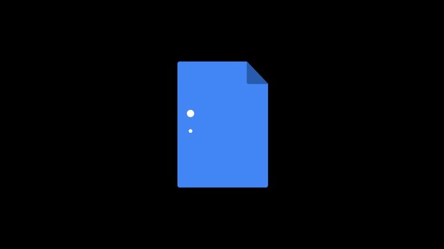 Digital Office Documents and Spreadsheet Set. Three blue digital document icons with folded top corners. 2D motion graphics in 4K resolution with alpha channel.