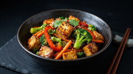 Fototapeta premium Asian Style Tofu and Vegetable Stir Fry