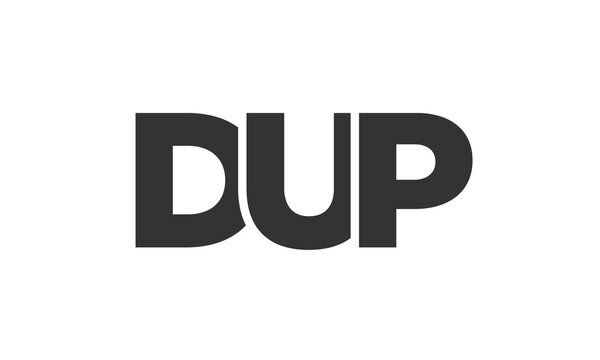DUP logo design template with strong and modern bold text. Initial based vector logotype featuring simple and minimal typography. Trendy company identity.