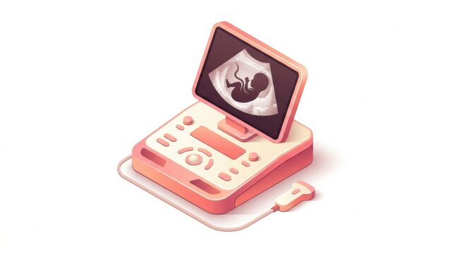 Ultrasound scan shows fetus clearly on modern device used in medical settings to monitor pregnancy stages and fetal development