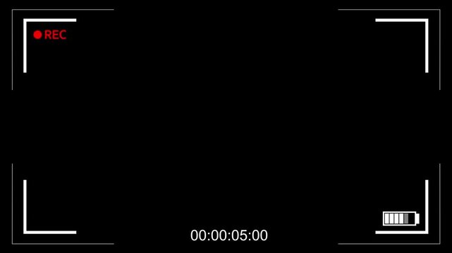 Monitoring screen template of CCTV, Camera recording screen overlay with alpha channel. camera overlay with recording frame and top-center timer. Doodle video camera viewfinders.