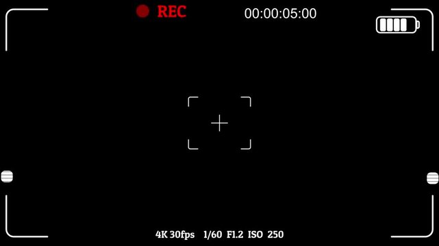 Monitoring screen template of CCTV, Camera recording screen overlay with alpha channel. camera overlay with recording frame and top-center timer. Doodle video camera viewfinders.