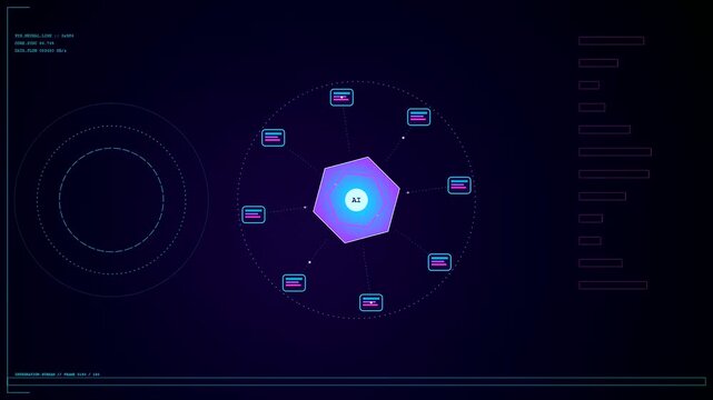 A sophisticated AI Integration Process display showcases dynamic data flow modules shifting within a futuristic digital interface to illustrate complex neural network computing and software systems