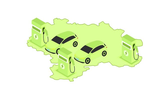 green city electric cars on delhi map ev charging animation