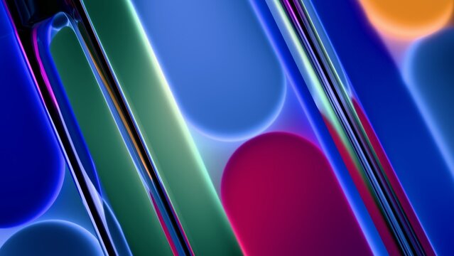 Colorful glass plates with vibrant gradients creating a seamless looping background animation