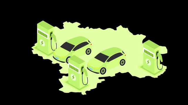 electric cars on delhi map ev charging alpha channel animation