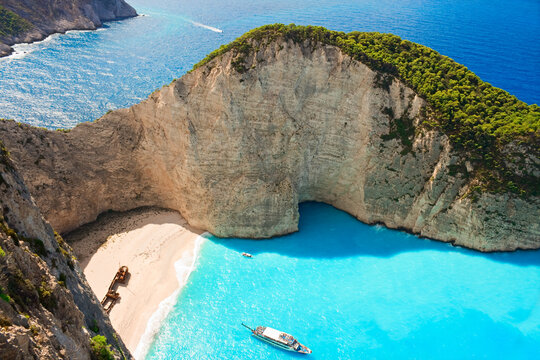 Beach of Navagio or Shipwreck or even Zakynthos smugglers cove is the most famous of Zakynthos beaches.