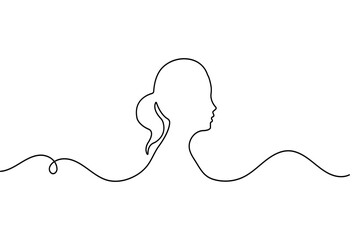 Obraz premium Continuous line drawing of female face beauty minimalist outline concept