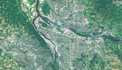 Naklejka premium Portland USA on open data satellite image