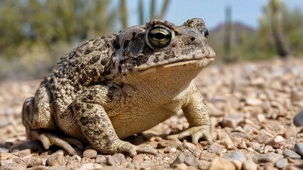 Obraz premium Sonoran Desert Toad in its natural habitat, a detailed close-up of the amphibian.