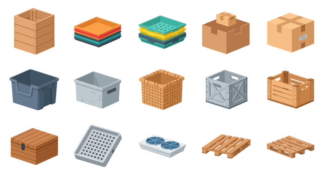 Collection of Cardboard Boxes and Storage Containers for Moving or Organization