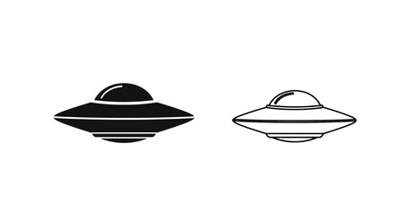 Ufo silhouette flying saucer shape on white background © md