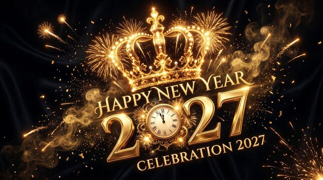 Golden Happy New Year 2027 Celebration