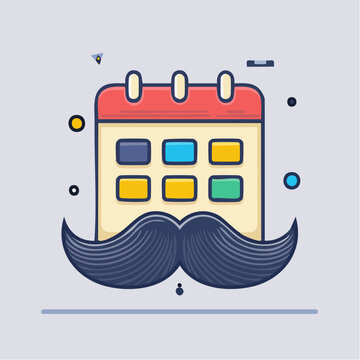 Calendar with Mustache Icon