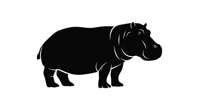 Hippo animal silhouette on a white background