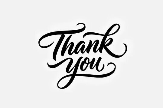 Elegant Thank You Calligraphy Text Animation on White Background