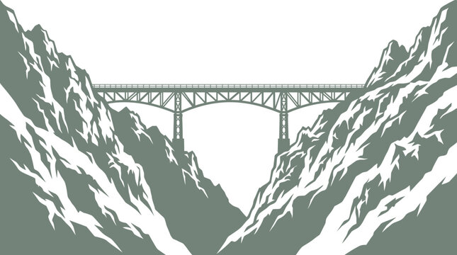 Steel truss bridge connecting two steep mountain cliffs over a ravine