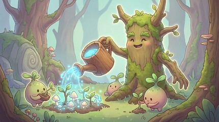 Obraz premium Enchanted Forest with Friendly Guardian Tree