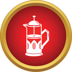 Obraz premium French press coffee maker icon displaying brewing hot beverages