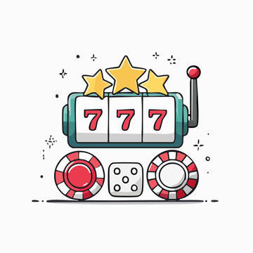 Slot Machine with Lucky Sevens, Dice, and Casino Chips
