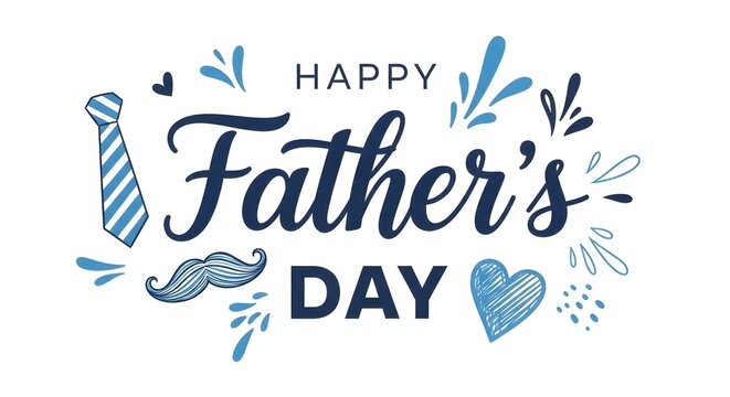 Happy fathers day greeting card with tie and mustache