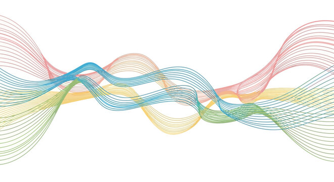 Abstract colorful flowing wave lines creating dynamic visual effect.