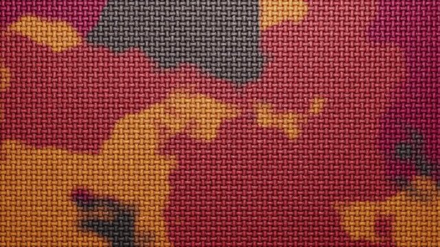 Colorful camouflage fabric texture loop with woven abstract pattern