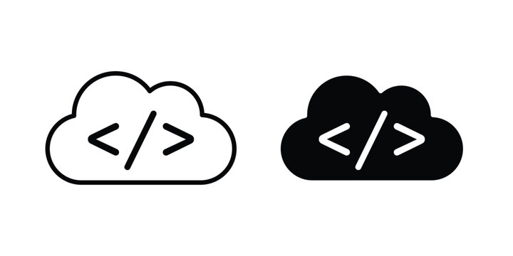 Cloud code icon illustration simple design elements