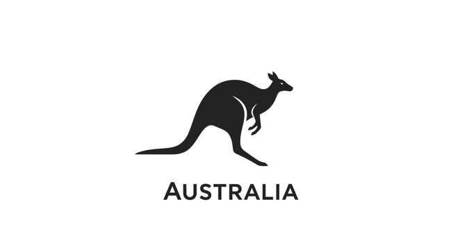Black silhouette of a kangaroo Australia.
