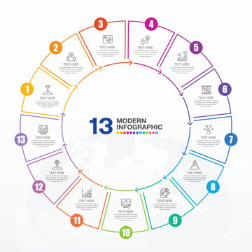 13 Step Business Workflow Infographic Design