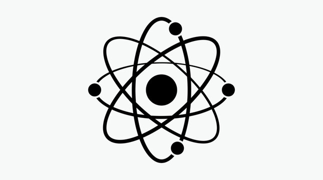Atomic structure illustration electrons orbiting nucleus science and technology graphic design element