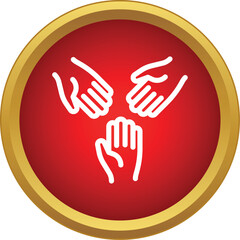 Fototapeta premium Three outline hands in a circle symbolizing community, support, and partnership
