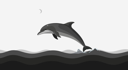 Graceful Dolphin Leaping from Ocean Waves. © Arzan
