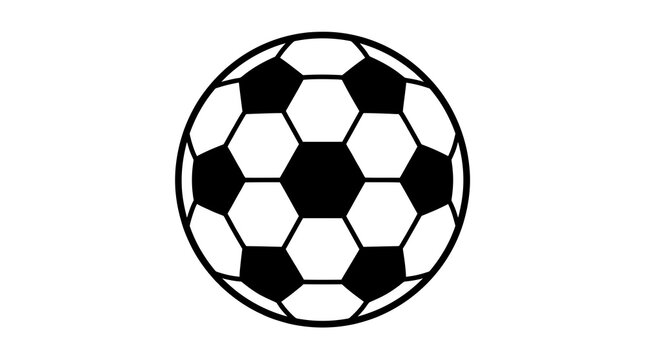 Black and white soccer ball illustration with classic pentagonal panels