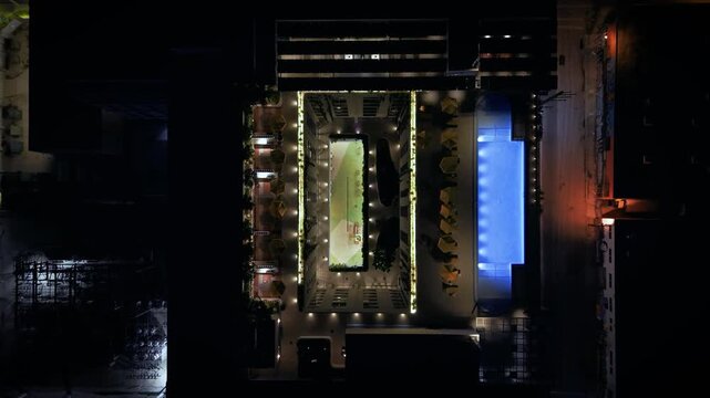 4K Cinematic Drone Shot of Modern Pool From Above