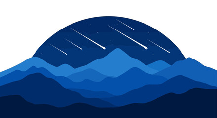 Night sky mountain range with shooting stars a beautiful landscape. © Ikhsan