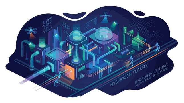 Futuristic circuit city technology illustration concept.