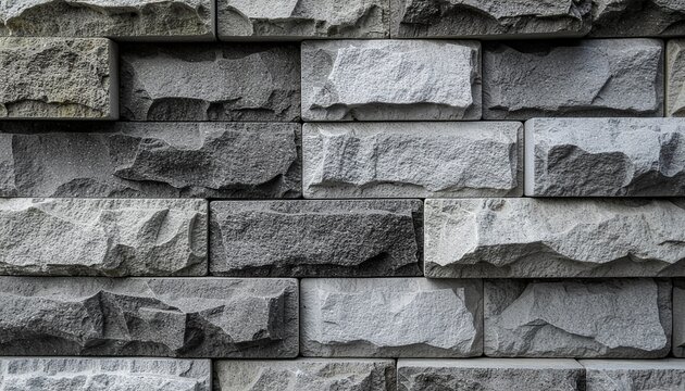 Close-up Texture of Gray Stone Bricks Wall Background.