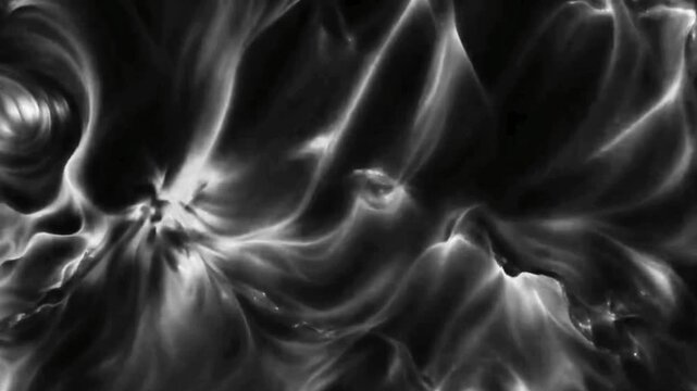 Dramatic black and white abstract smoke effect texture loop. Dark smoky ink blending and fluid monochrome cloud motion graphic, ideal for overlay, spooky background, or heavy metal visuals