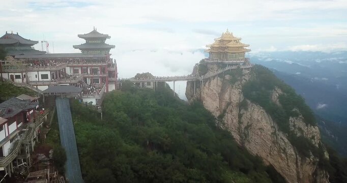 Laojun Mountain Temple Complex Above Clouds in Henan China in Laojun Mountain, Henan, China
