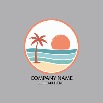 summer retro beach viber logo icon vector .